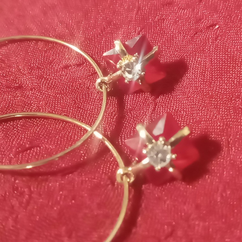 Chrystal cut Christmas present earrings wrapped with a crystal centerpieces